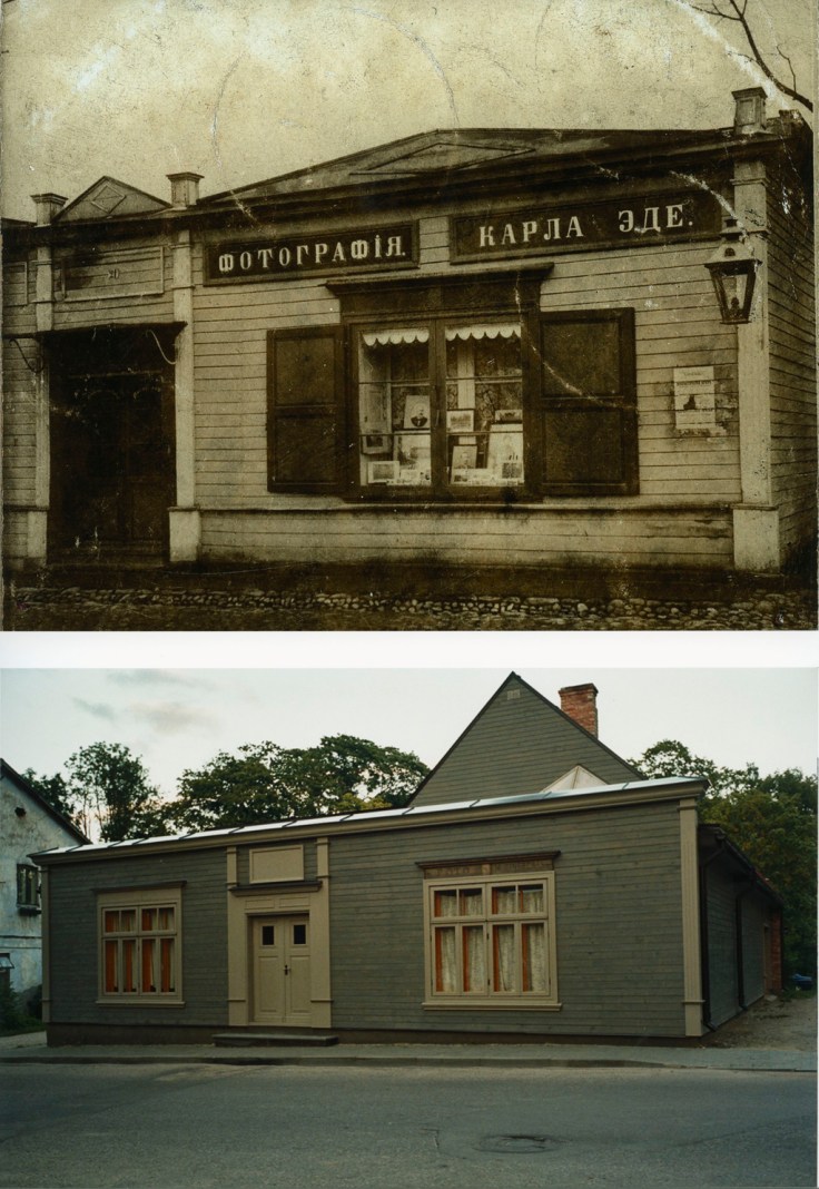 Rigas Iela. Letonia (Latvija), 1901.Skolas Iela (Goldingen). Letonia (Latvija), 2012.